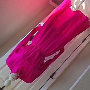 Argenti 1980s Vibrant Pink Silk Shirtwaister Dress Sz 8